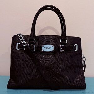 Michael Kors Black Python Leather Hamilton Purse